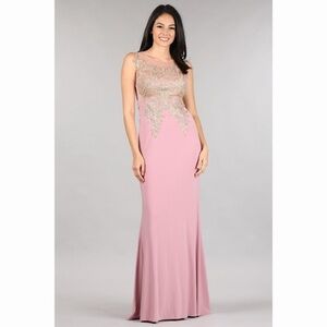 Sexy sleeveless blush gold lace dress 1740